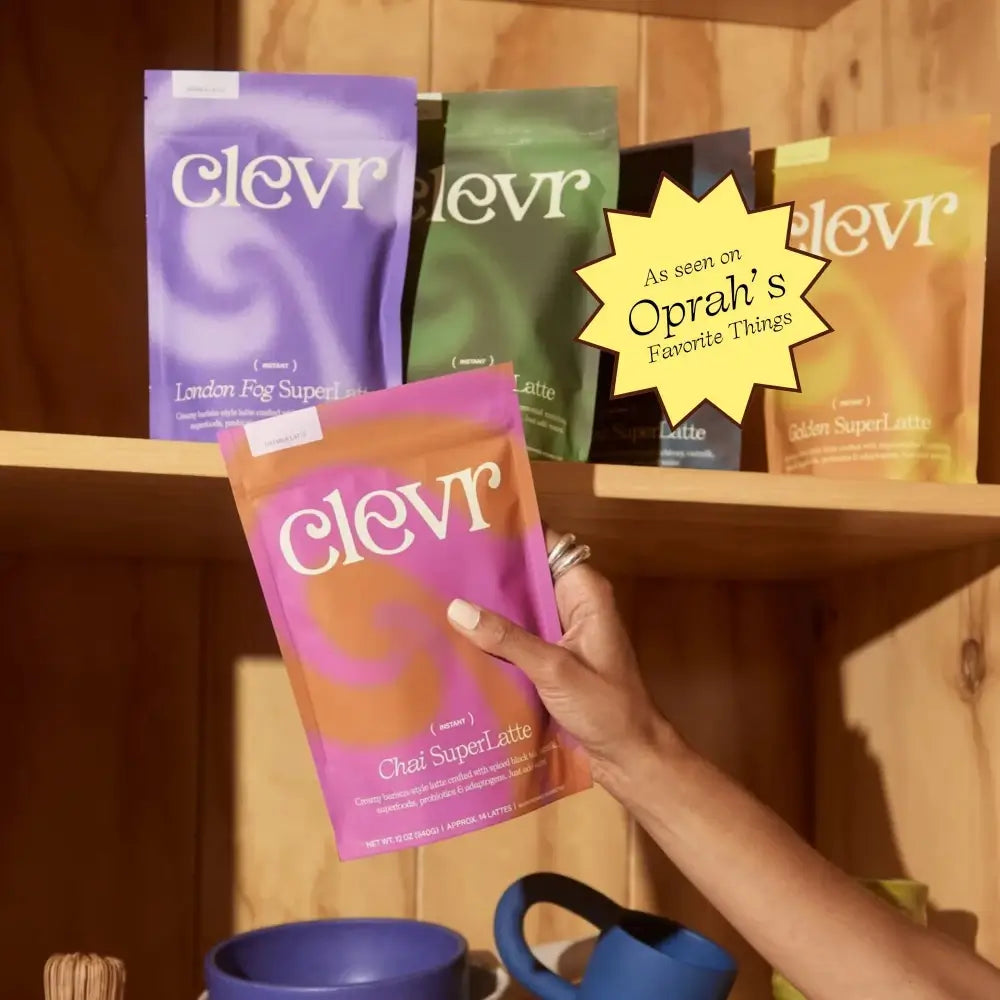 Functional blend pouches on a shelf with a pouch held in hand